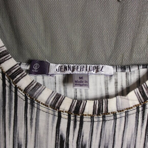 Jennifer‎ Lopez Black and White Striped Top Sz Medium Y2K - Picture 4 of 10